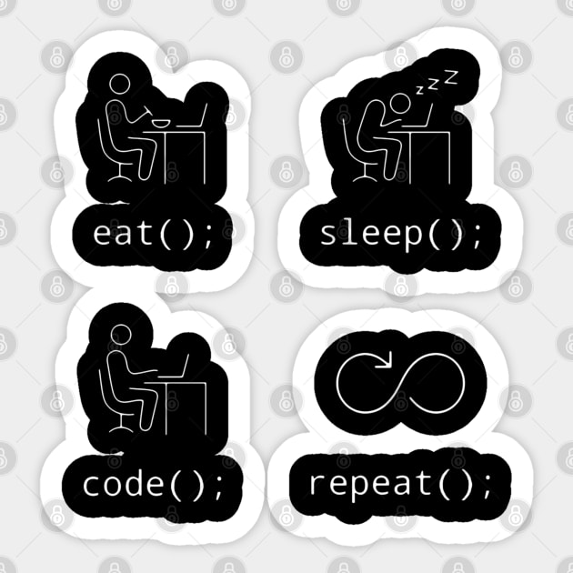 Eat Sleep Code Repeat Five Sticker by Virtue in the Wasteland Podcast